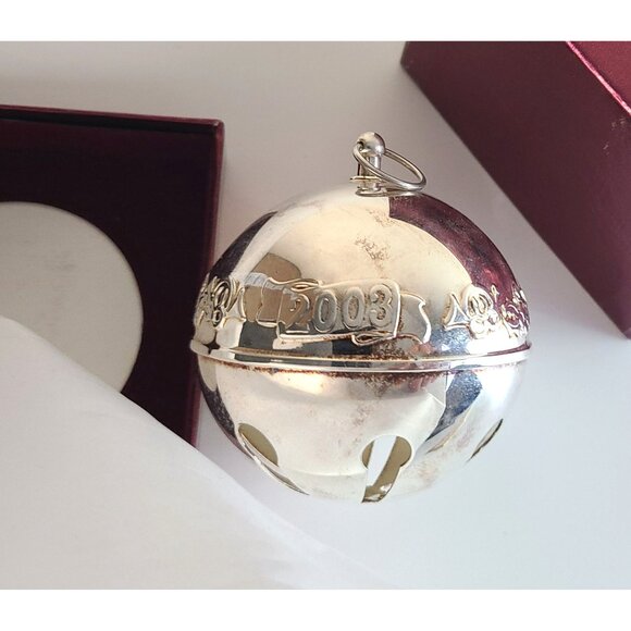 2003 Wallace Silversmiths Annual Silver Christmas Bell Ornament With Box - Picture 4 of 6